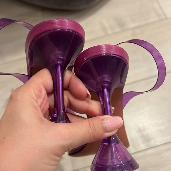 Amina muaddi size 37 purple pvc crystal embellished begum sling back pumps - Picture 6 of 6